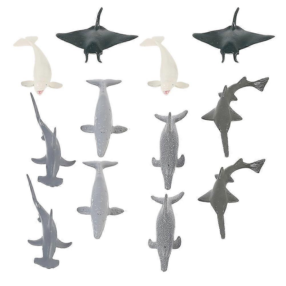 Realistic Ocean Animal Figurines Desktop Adornment For Children 9X3Cm Lightweight 2 Sets