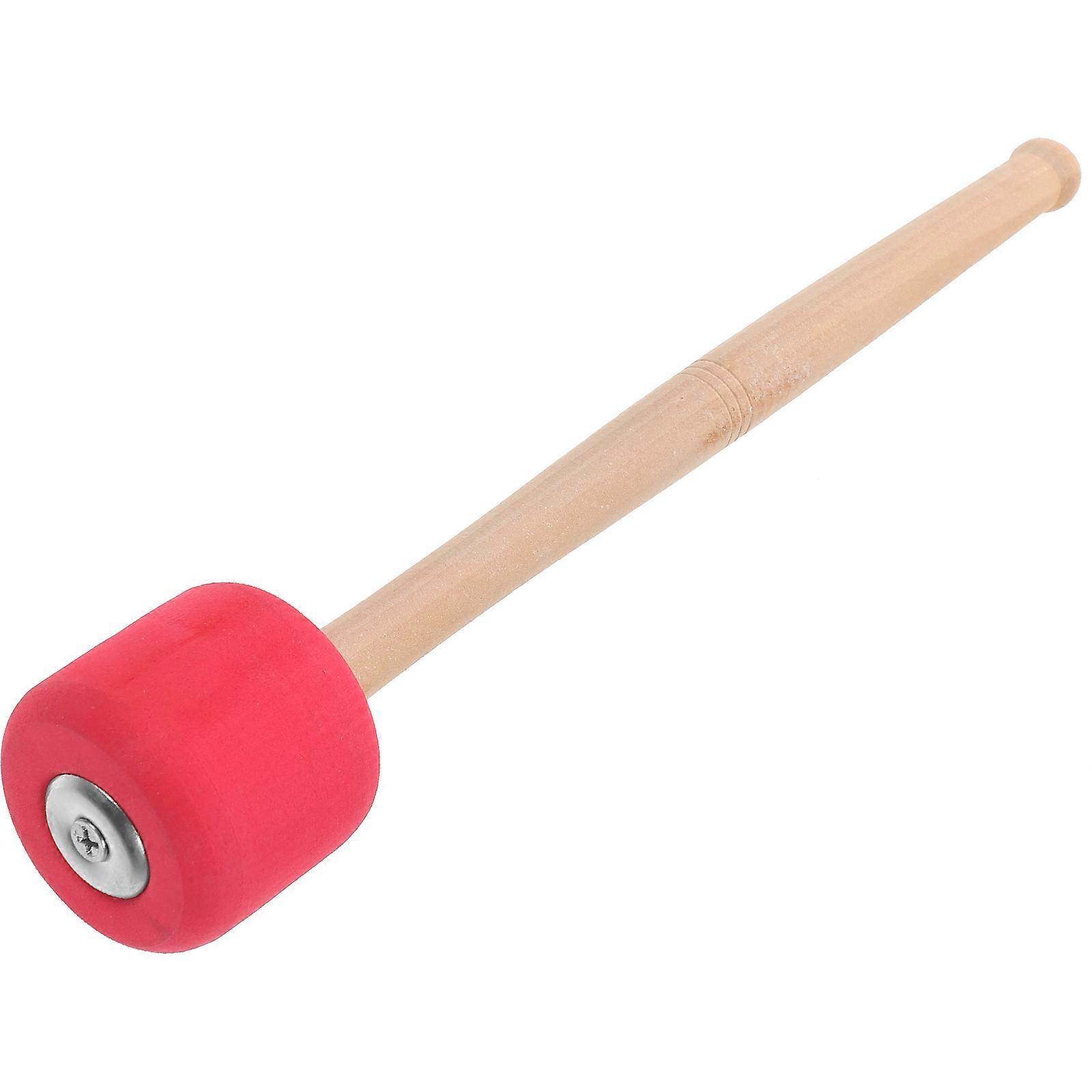 Wooden Bass Drum Mallet with Red Foam Head – Slip Resistant Percussion Stick for Practice & Performance, Sturdy Design for All Music Styles