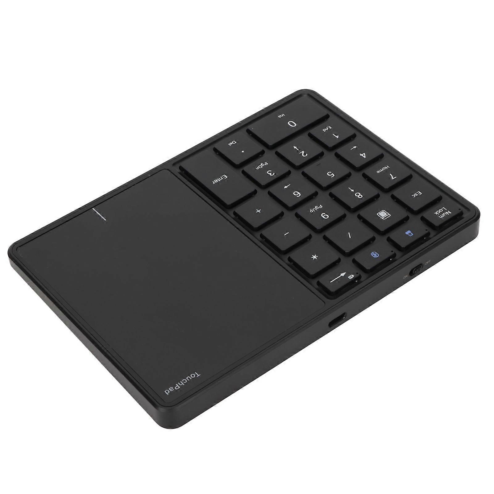 Wireless Numeric Keypad 2.4G 22 Keys Touch Screen Lightweight Portable Type C ABS Mini Number Pad for Study Work Black 