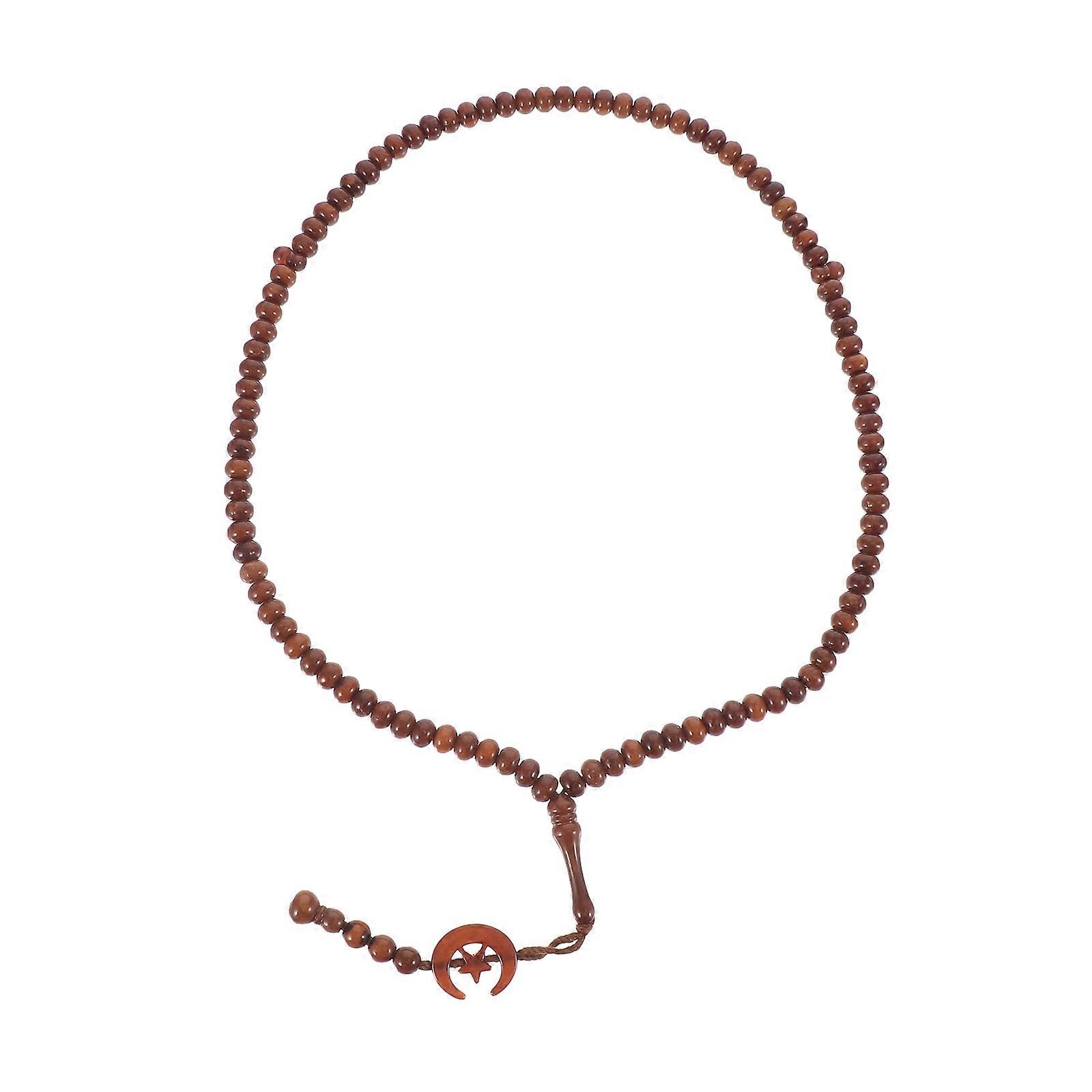 Muslim Prayer Beads For Men Delicate 99 Prayer Beads Round Shape Brown 44X0.85CM 1Pack