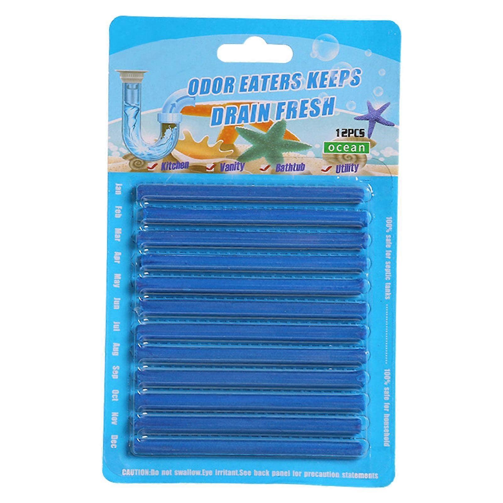 Drain Cleaner Sticks 12 Pack, Ocean Fresh Pipe Unclogger, Eco-Friendly Drain Cleaning Sticks for Eliminating Clogs and Odors