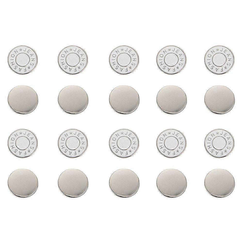 Silver Adjustable Instant Buttons for Jeans Use 20Pcs Alloy Household Pant Buttons