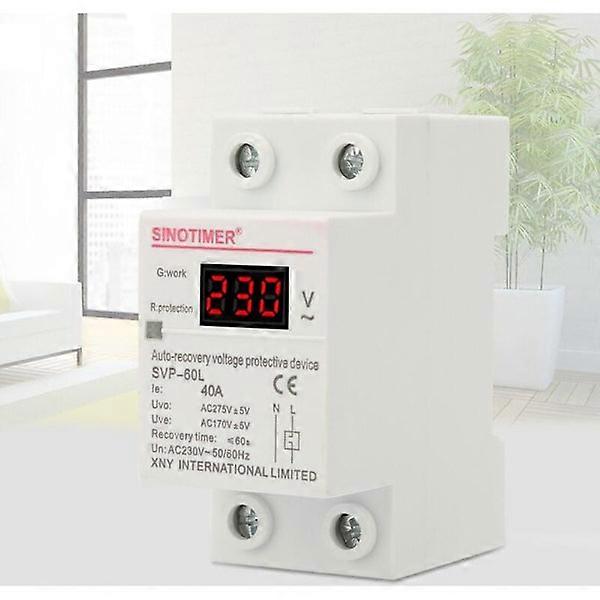 Over and Undervoltage Protector, Automatic Reset, 230V, 40A, DIN Rail Mounting Protection