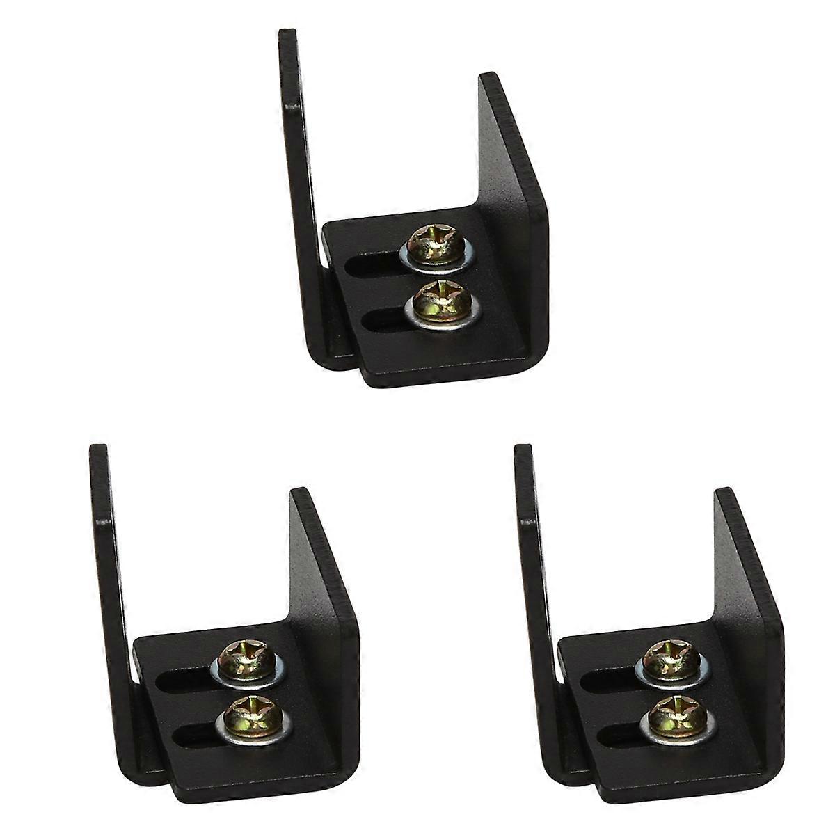 3Pcs Simple Design Wall Mounted Sliding Barn Door Bottom Floor Guide with Adjustable Bracket Black