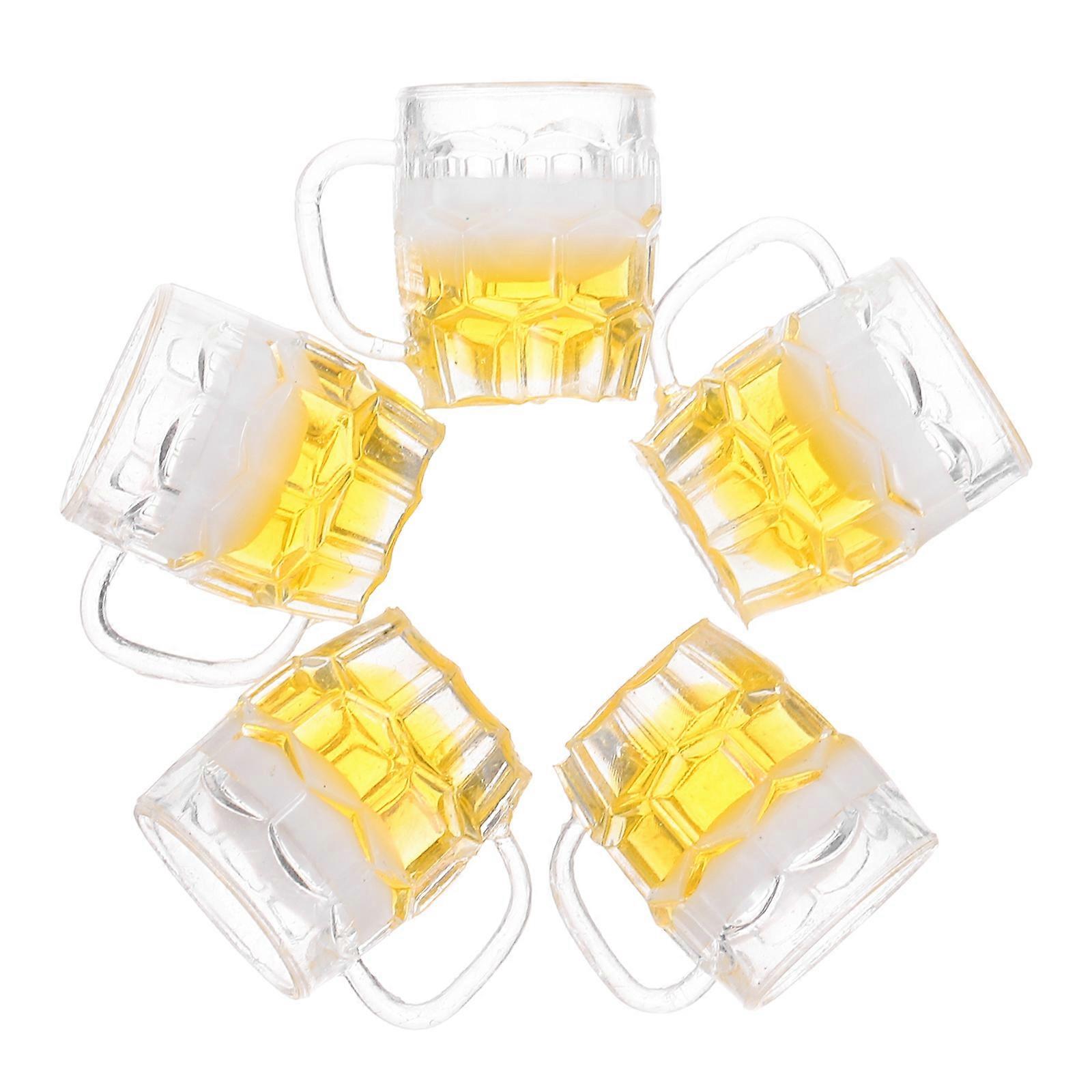 5pcs Mini Beer Mugs & Tiny Cocktail Glasses for Dollhouse Bar Playset – Cute Kitchen Accessories for Creative Crafts and Decor