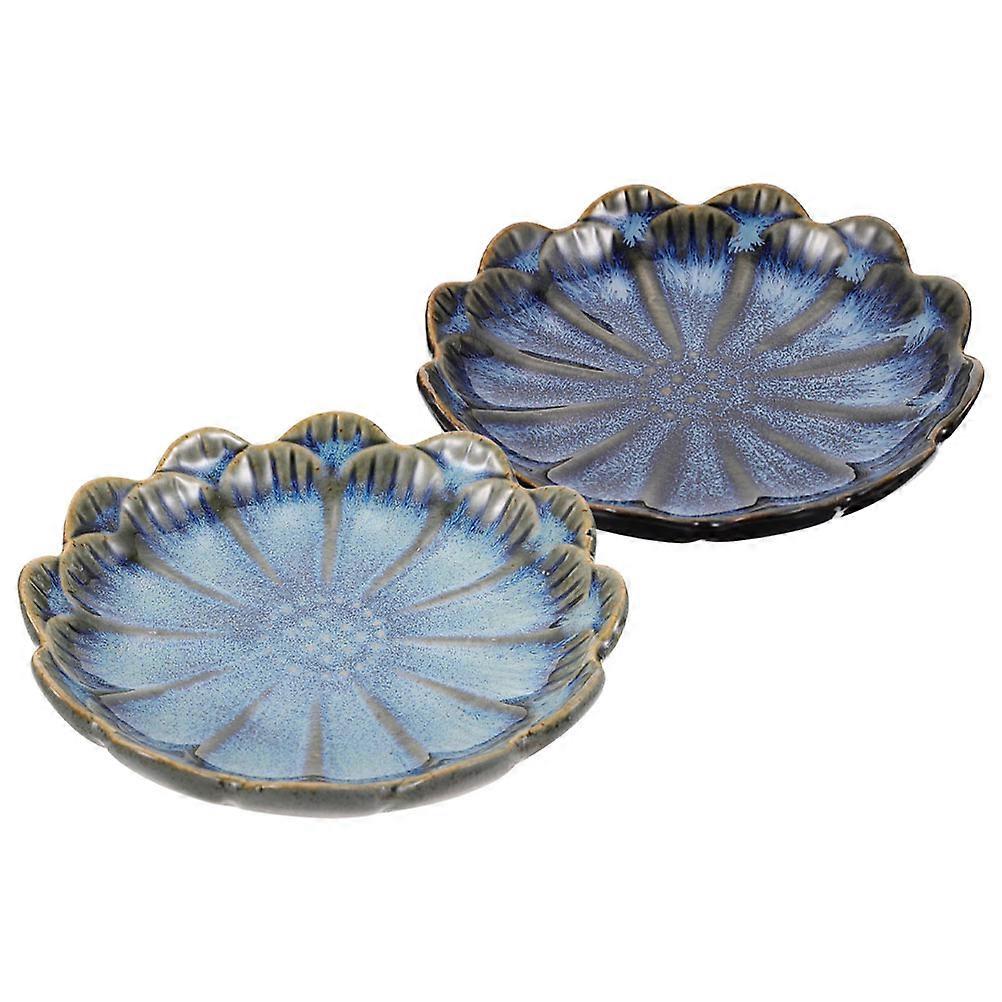2Pcs Ceramic Dipping Bowls for Home Use Assorted Color Retro Style 0.5L