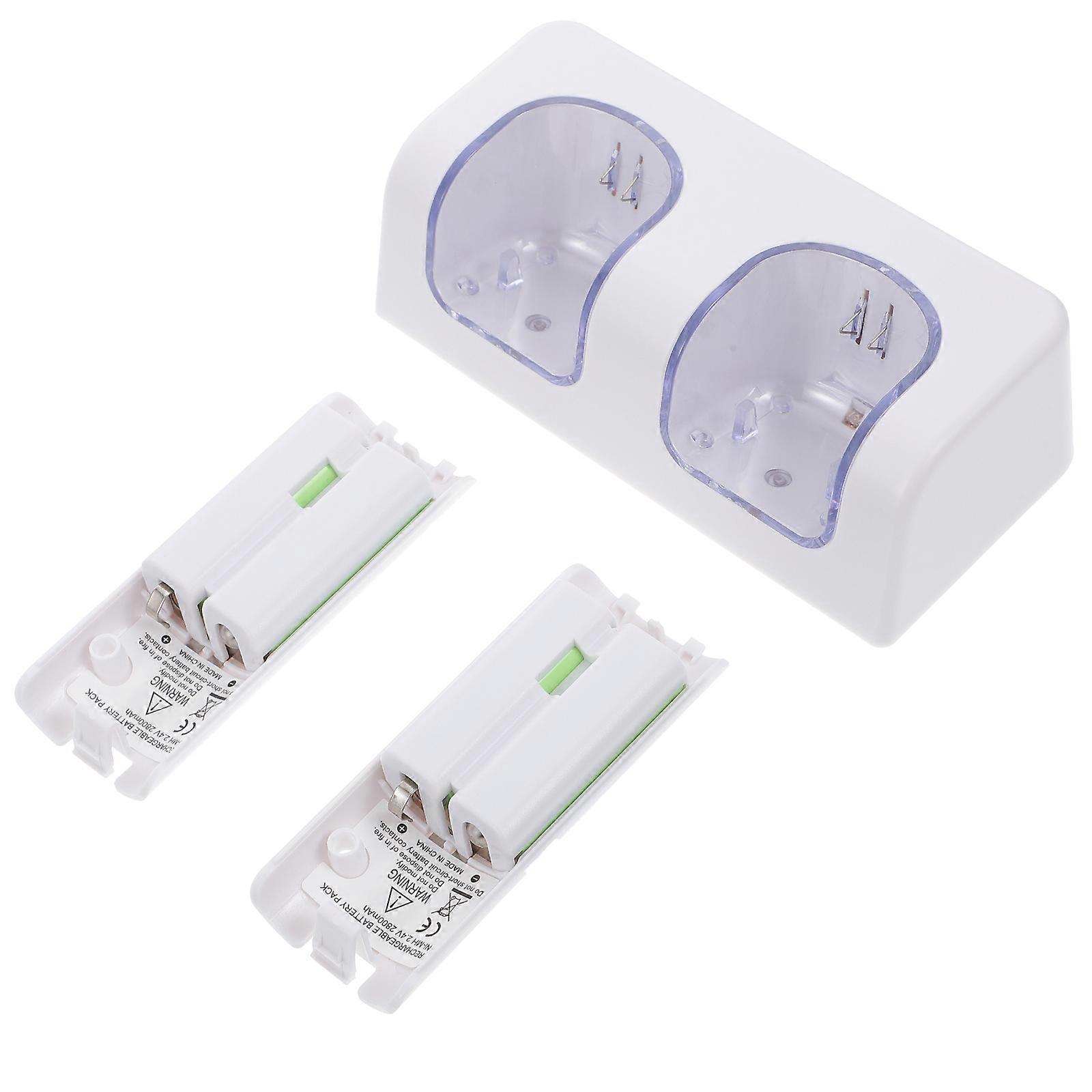 Rechargeable Batteries And Charger Set For Game Remote Controller White Compact Use 1 Set