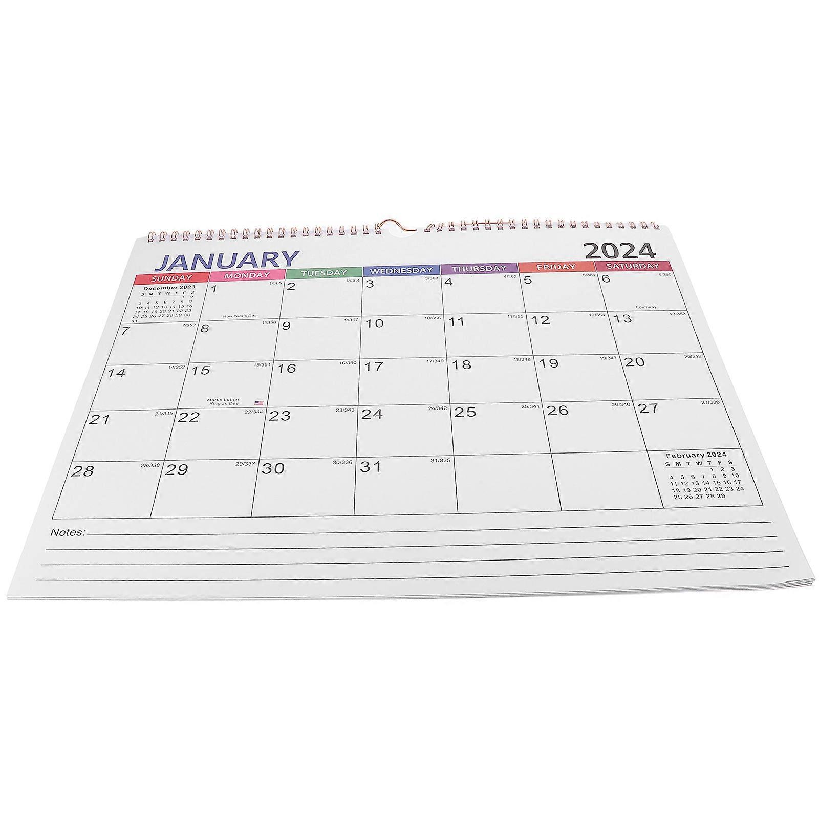 Sturdy Monthly Wall Calendar for English Daily Planner with Unique Hanging Design for Office and Holiday Organization