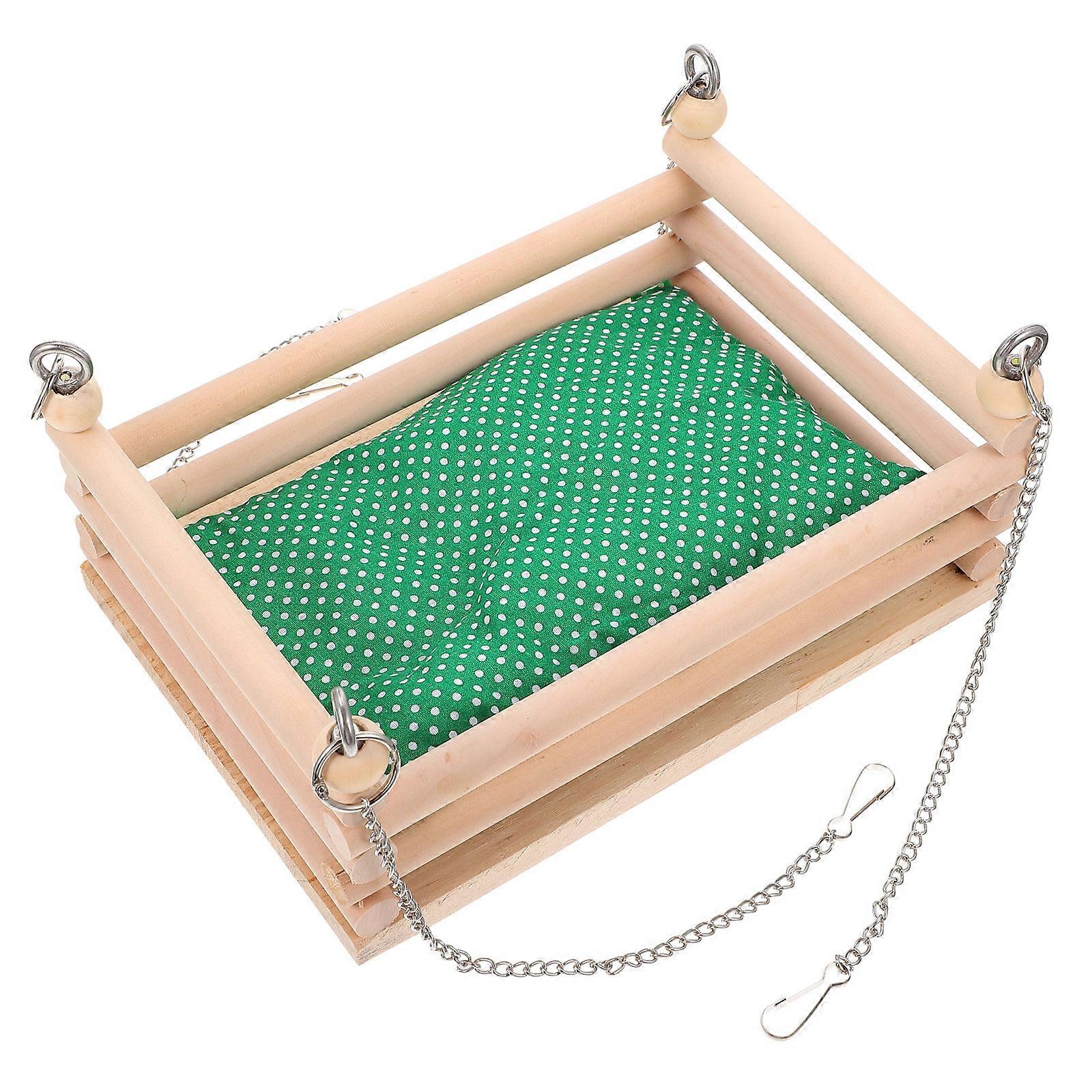 Pet Hammock Indoor Use Decoration For Hamsters And Squirrels 24X17X8.5CM Warm Wooden Bed 1 Set