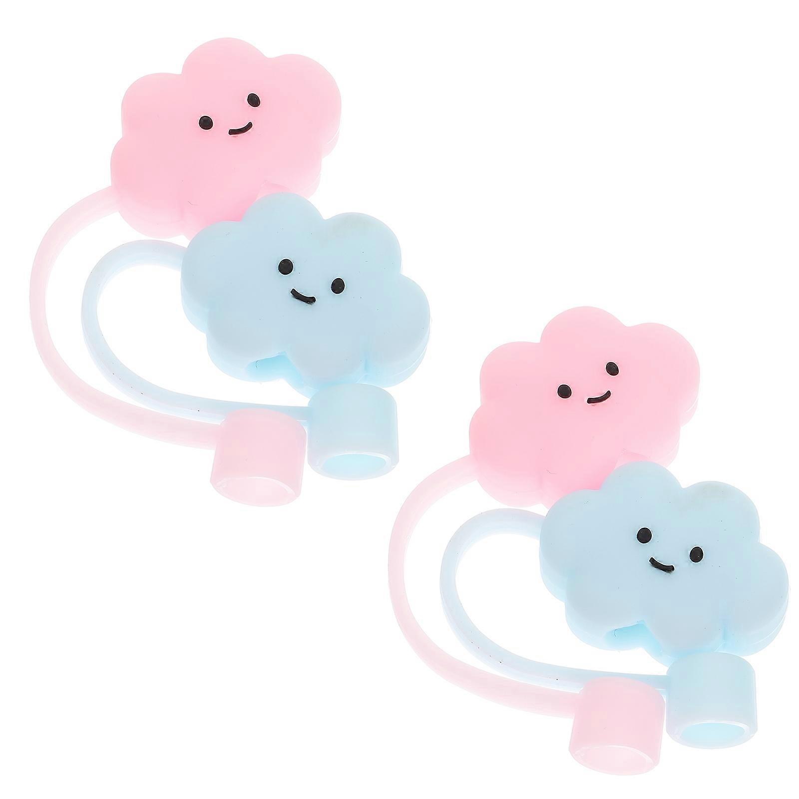 4Pcs Assorted Color Straw Cap Set Cloud Shape For Children Baby Showers And Protective Straw Covers