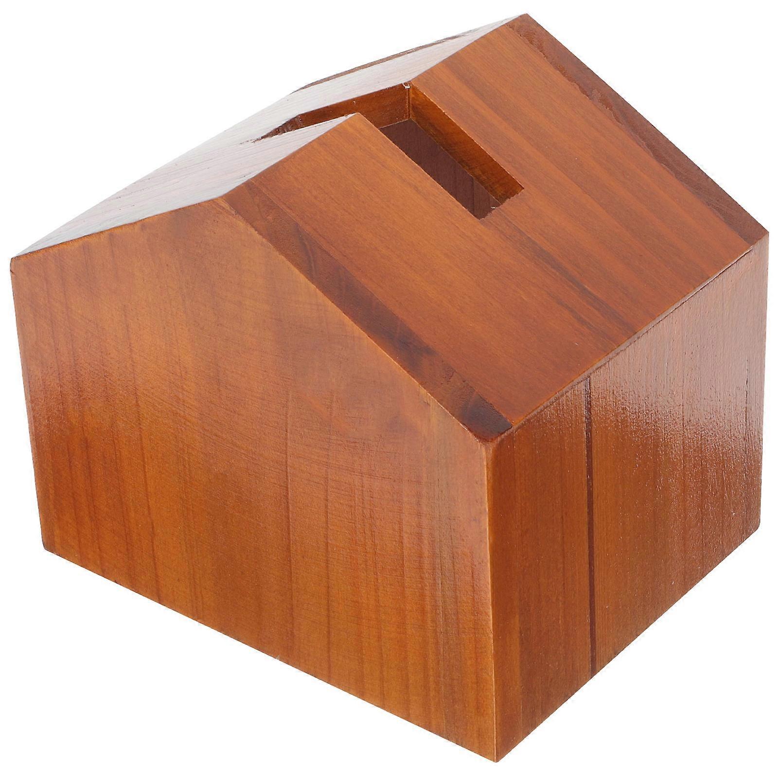 Farmhouse Tissue Box Cover in Coffee Color for Storage with Simple Rustic Design 7.5 x 5.2 x 4.3 inches