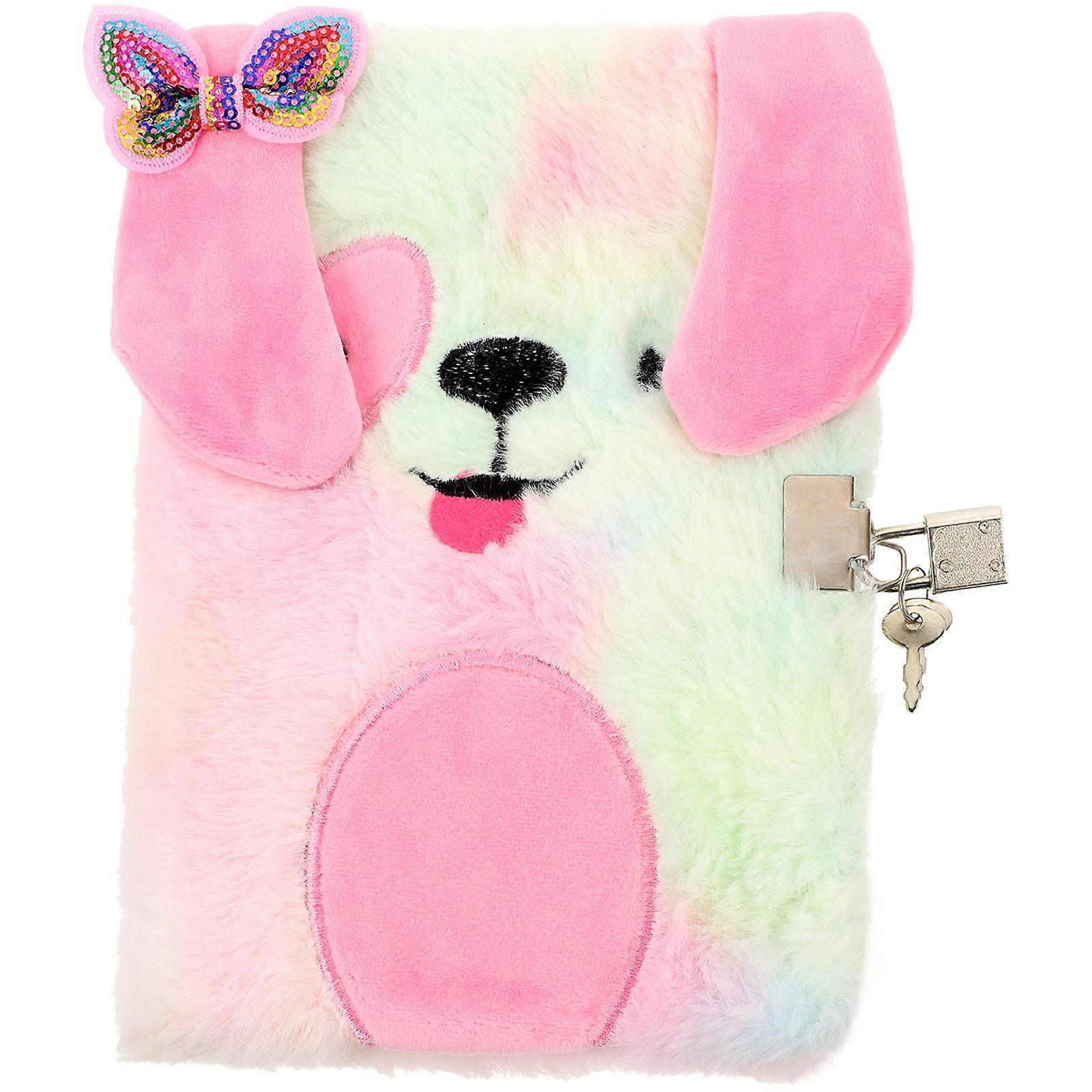 Fuzzy Diary Journal Plush Cover Notebook With Lock For Students Daily Use 22.5x17x3.5Cm Lockable 1Set