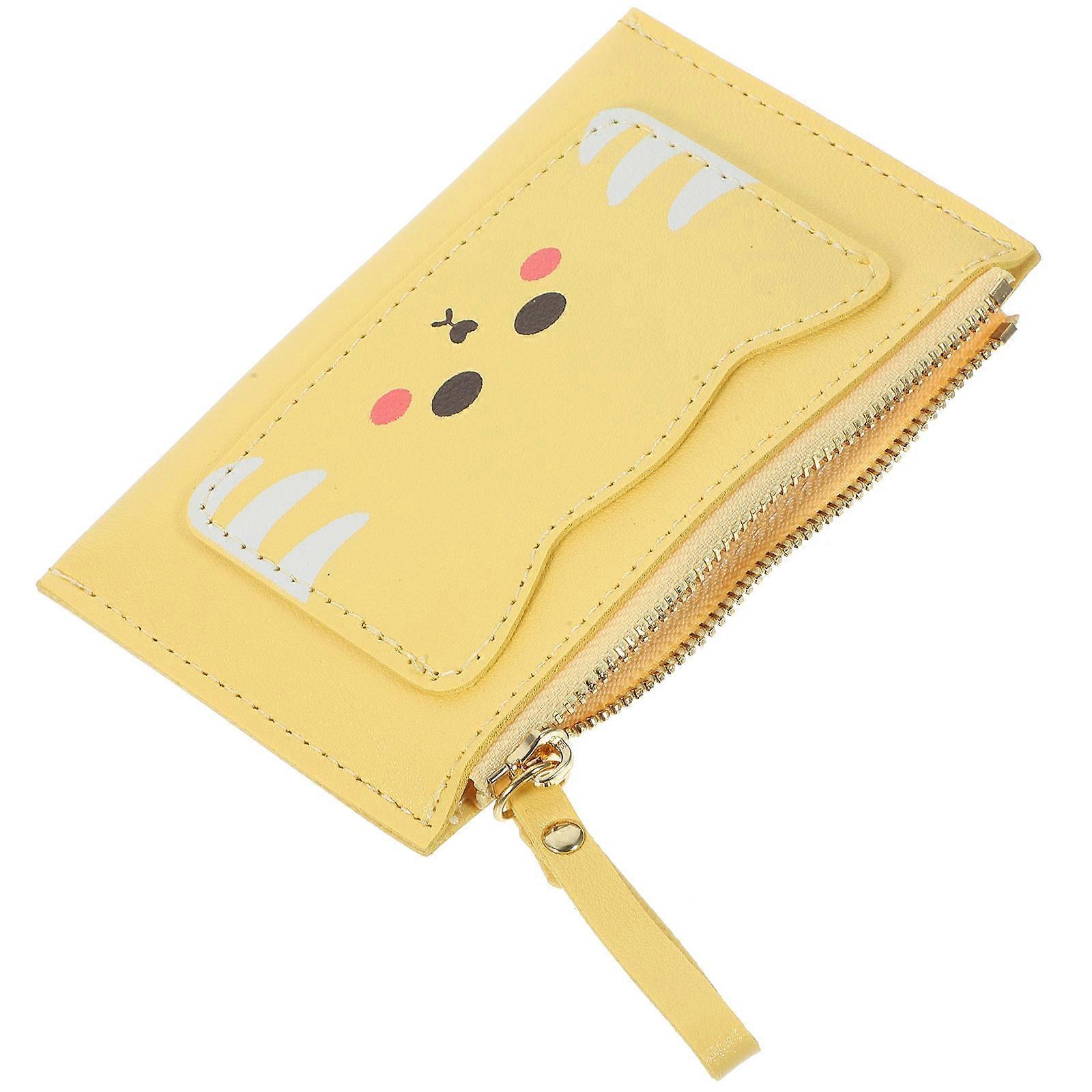 Compact Zipper Wallet Coin Purse For Adults Travel Yellow Storage 1Pack