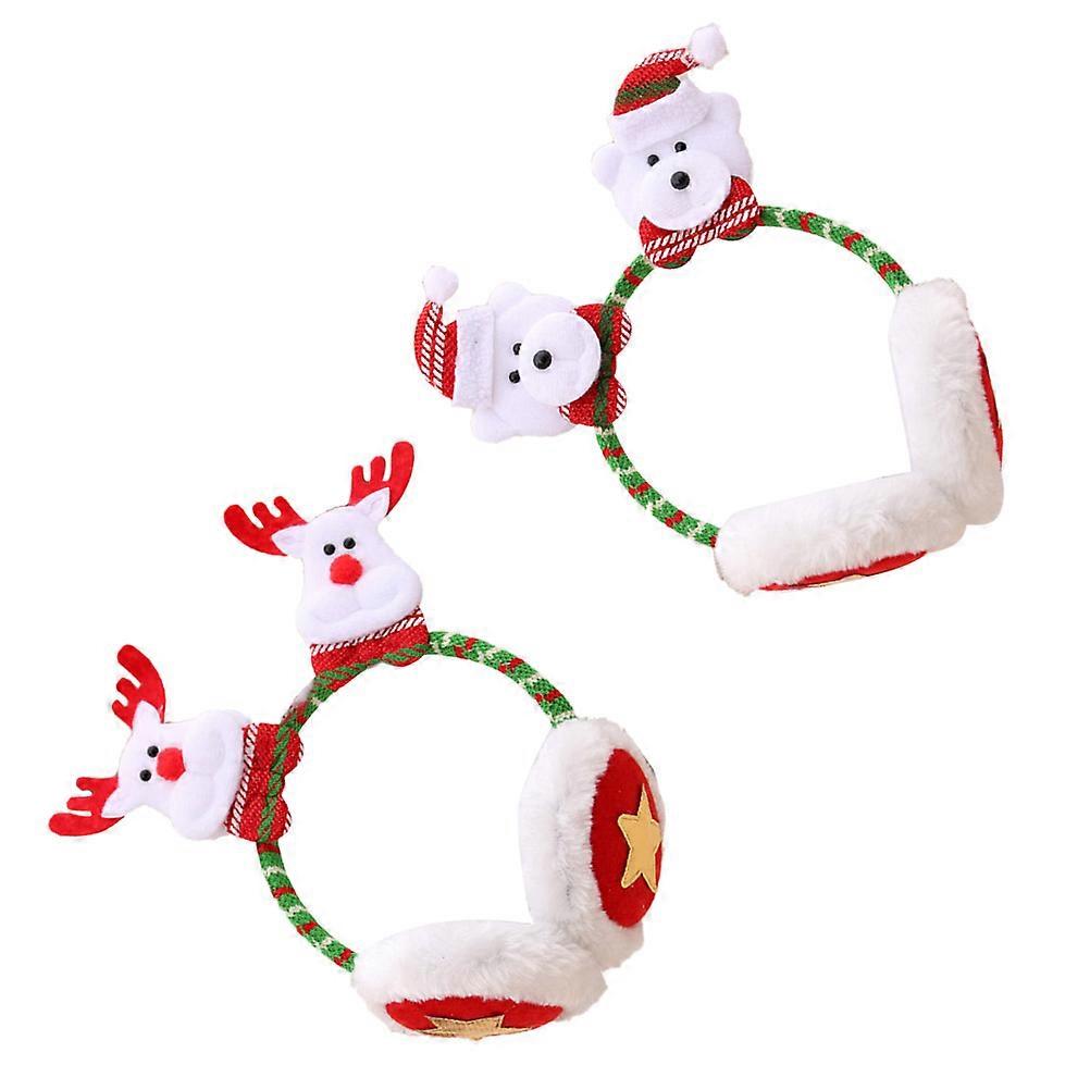 Festive Headband 2Pcs Deer Costume Accessories Assorted Color Adorable Elk Pattern For Kids Adults Christmas Parties