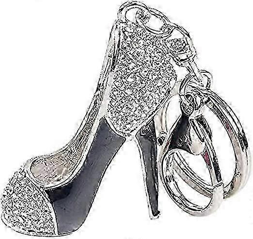 ラインストーンハイヒールシューズキーホルダーリングクリスタルシューズキーホルダーレディースバッグジュエリー(ホワイト+ブラック)
