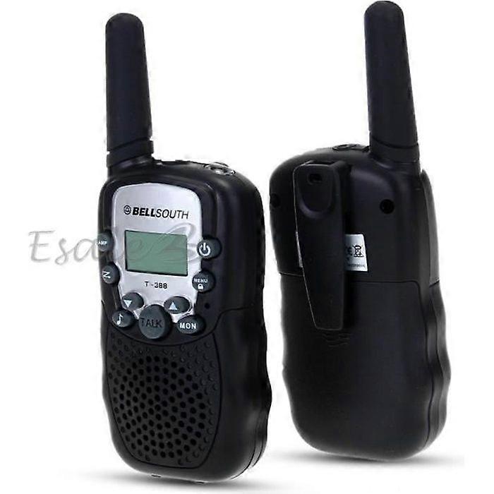 2pcs Mini Walkie Talkie Intercom 22 Channels 2-Way Radio 3KM Range Portable Black EU