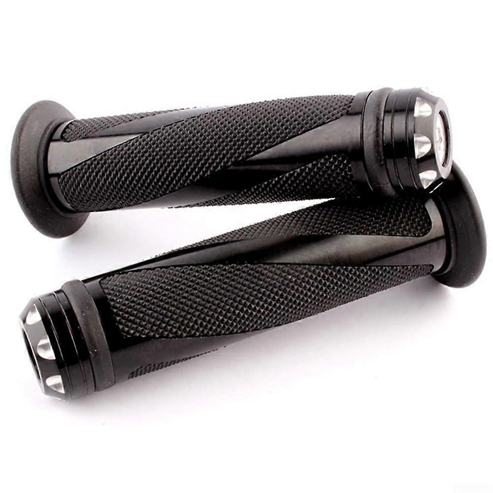 Motorcycle Handlebar Grips Non-Slip Rubber Striped Vibration Damping 2 Pieces Titanium Compatible with Standard Bars