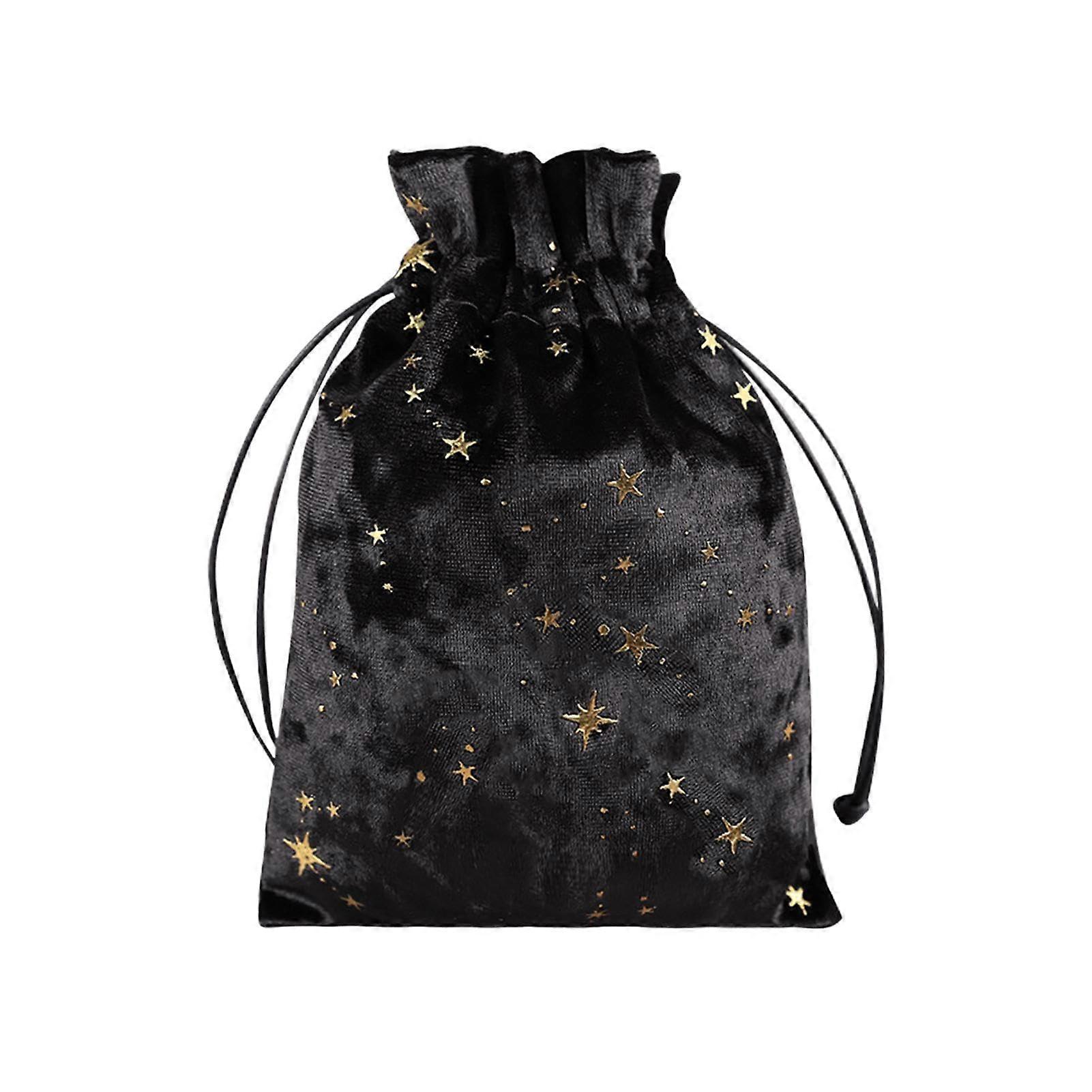 Drawstring Tarot Bag Luxury Drawstring Tarot Bag, Multifunctional Jewellery Pouch, Tarot Dice, Oracle Card Bag for and, black, Plain
