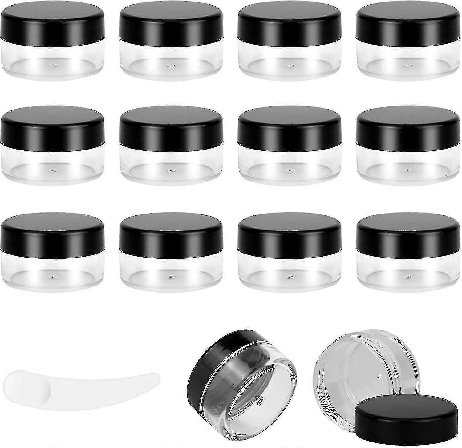 12pcs 10gram/10ml Jars, Pots, Mini Jars With Lids, Clear Round Jars With 1 Mini Spatulas For Products, Eye Sha