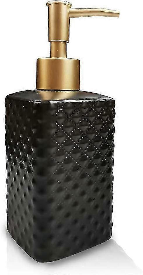 Unbrand Distributeur de savon noir flacon pompe de lotion en céramique avec gaufrage raffiné et vint