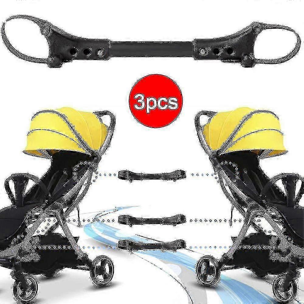 Universal Twin Baby Stroller Connector - Adjustable 3pcs Cart Joints with Connect Strap Linker Hook