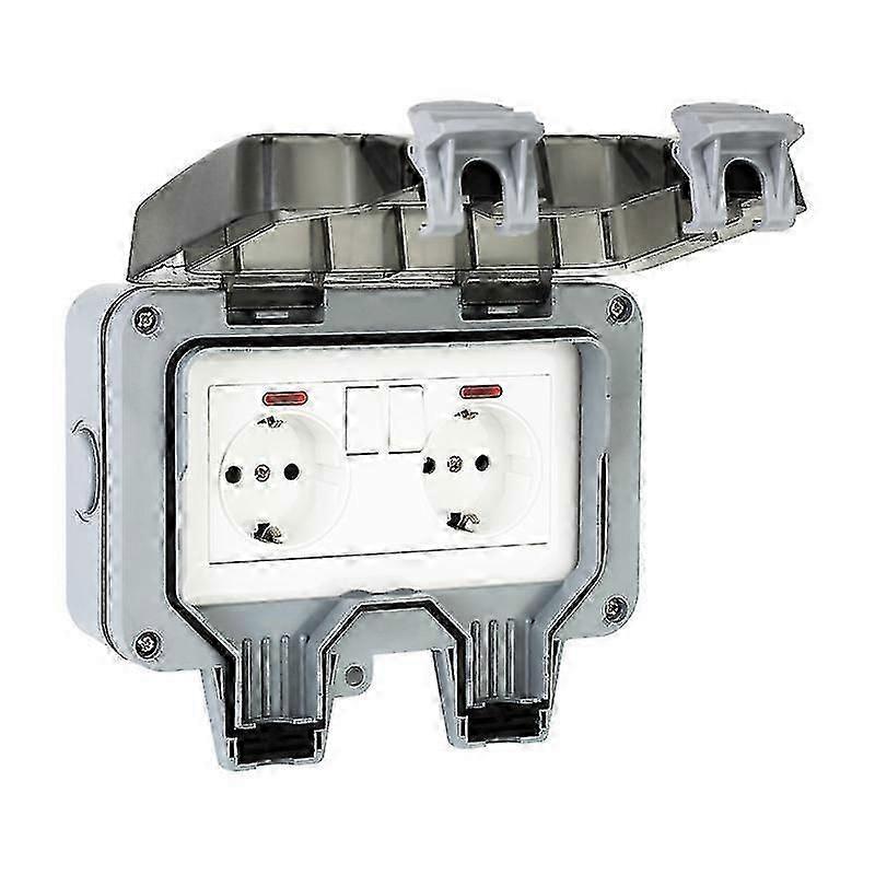 Double Waterproof Socket With Independent Switch, Ip66 Outdoor Power Socket With Protective Cover, Waterproof Wall Socket Auspicious