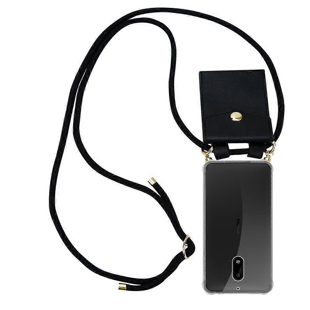 Corrente de celular para Nokia 6 2017 Capa protetora de silicone - Cabo com elementos dourados