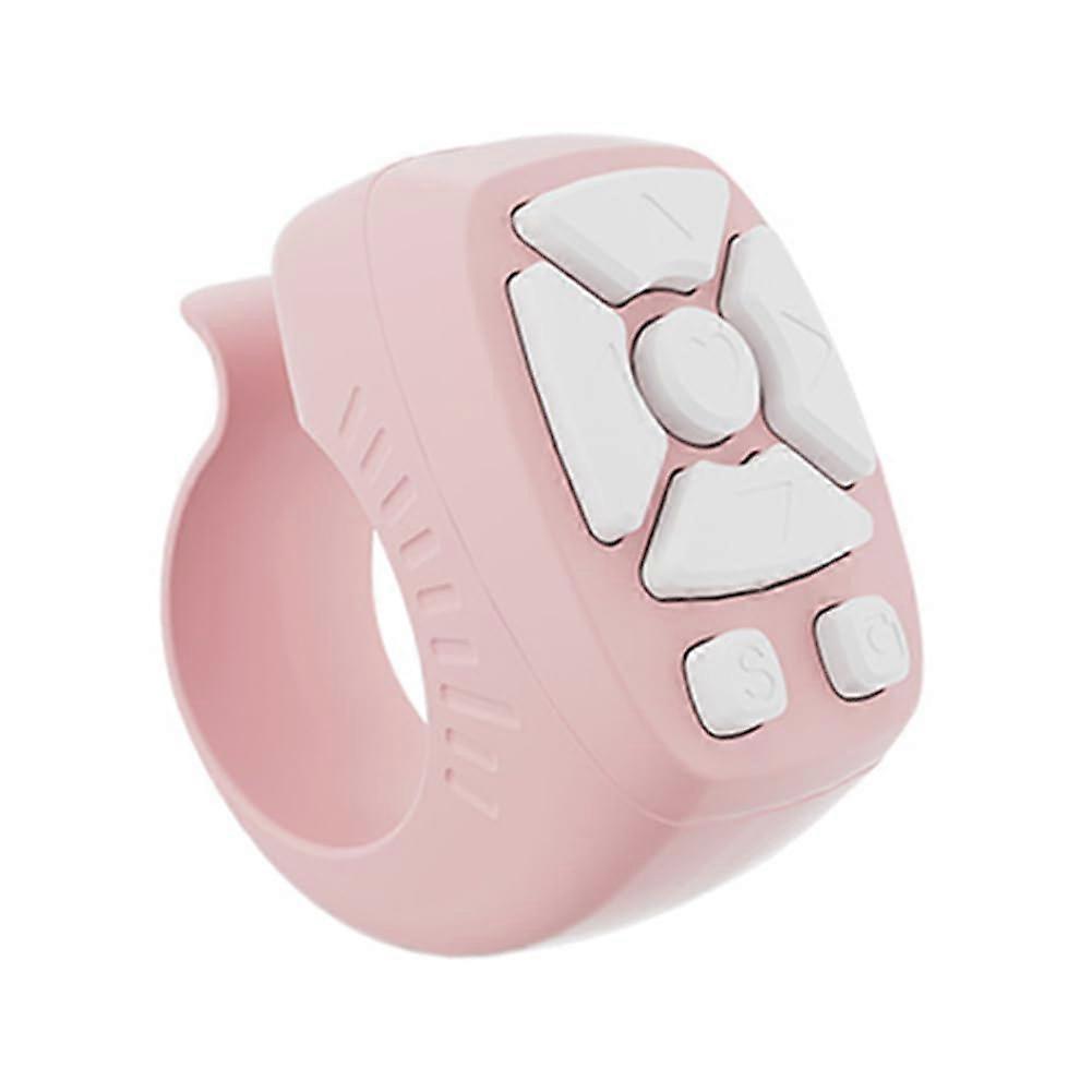 Scrolling Ring Fingertip Wireless Remote Control Bluetooth 5.0 Video Scrolling Remote with 7 Keys Page Turner Scroller Pink