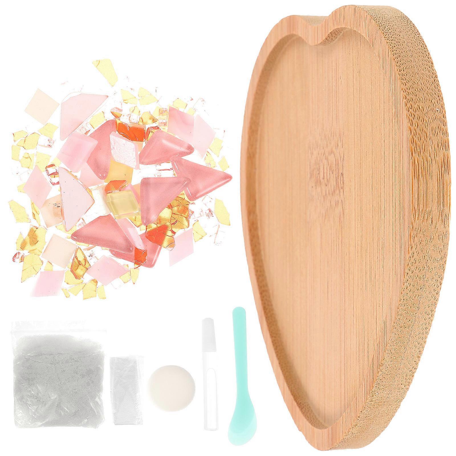 Drinks Coasters Set Cup Coaster Office Use Assorted Color Wood Glass Diy Decoration 1 Set