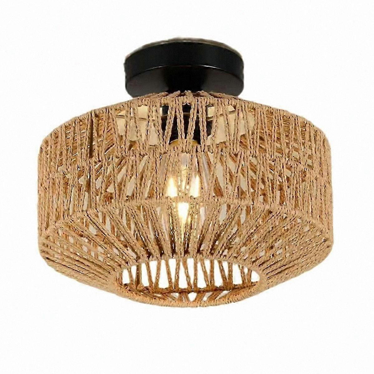 Rustic Retro Chandelier - Handcrafted Straw Shade for Farmhouse Decor