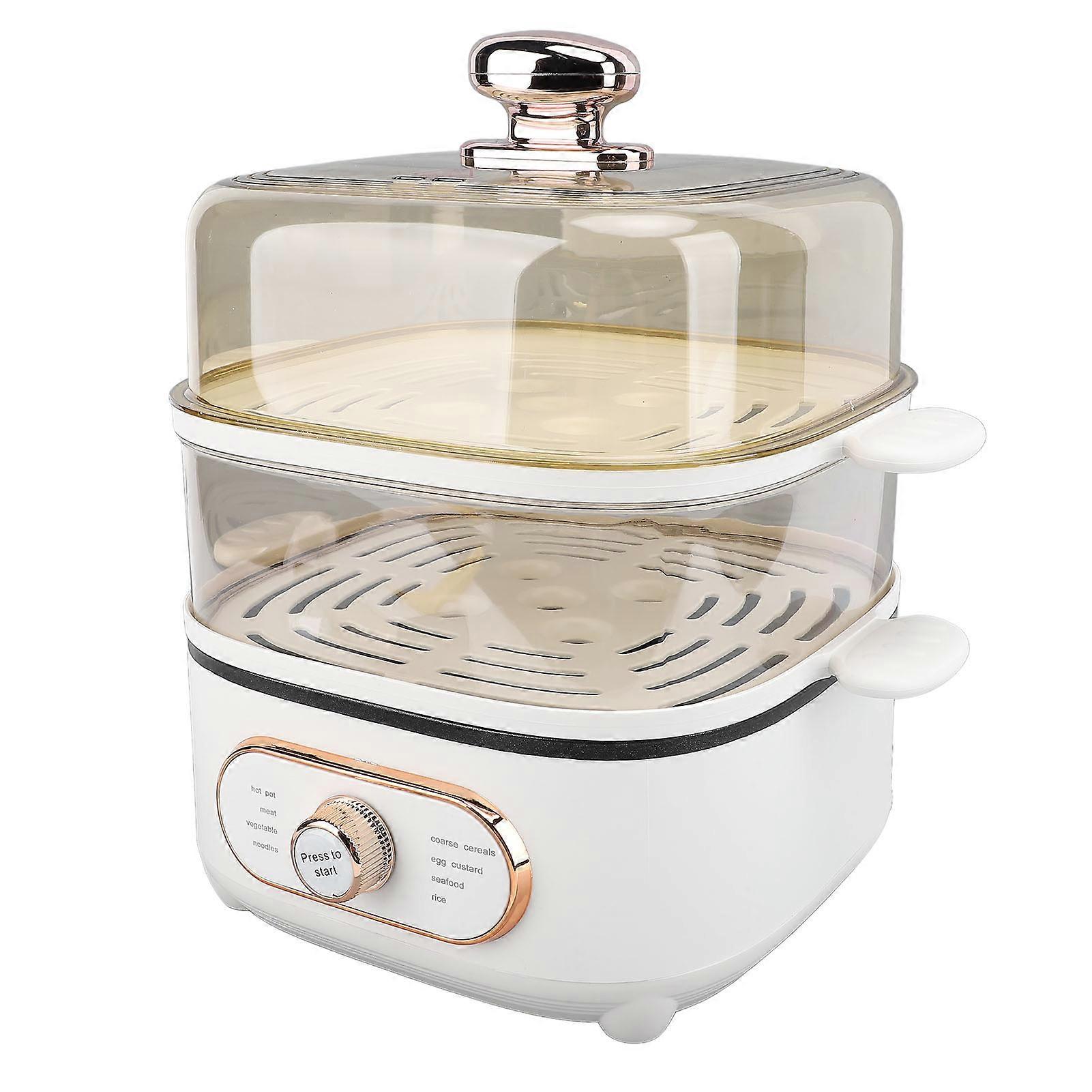 2 Tier 1200W Electric Steam Pot 10.5L Stackable Cooker US Plug