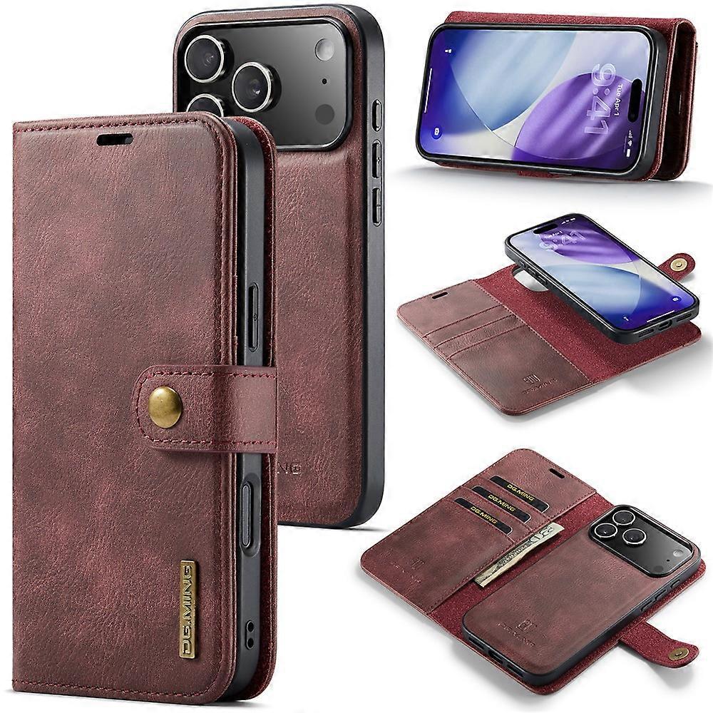 DG.MING Compatible For iPhone 17 Pro Case Detachable Split Leather Phone Cover