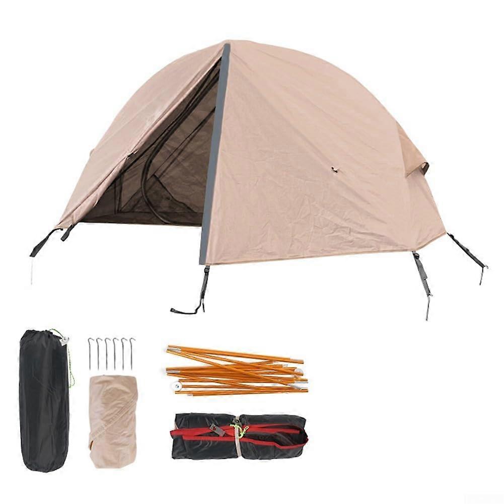 Camping Cot Tent Mesh Inner Tent, Lightweight Aluminum Alloy Frame, Camel Color, Includes Storage Bag and Accessories, Cot Not Included