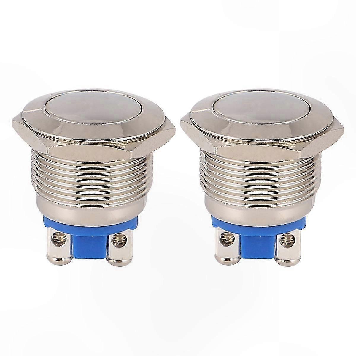 2-Pack 19mm Stainless Steel Momentary Push Button Switch
