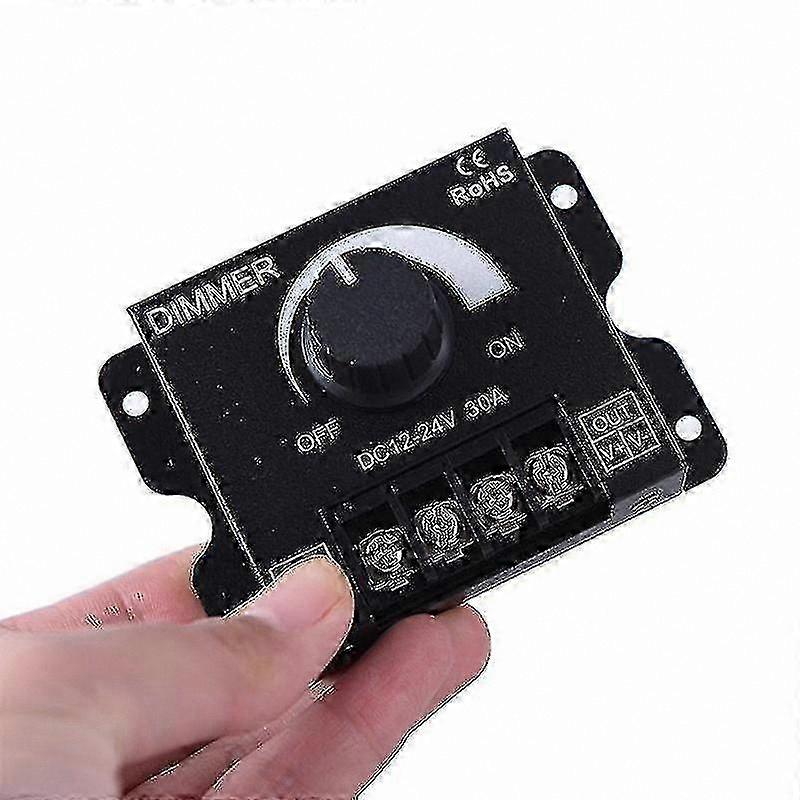 Single Color LED Strip Dimmer Controller, 12V/24V 30A Black Dimming Switch for LED Lights