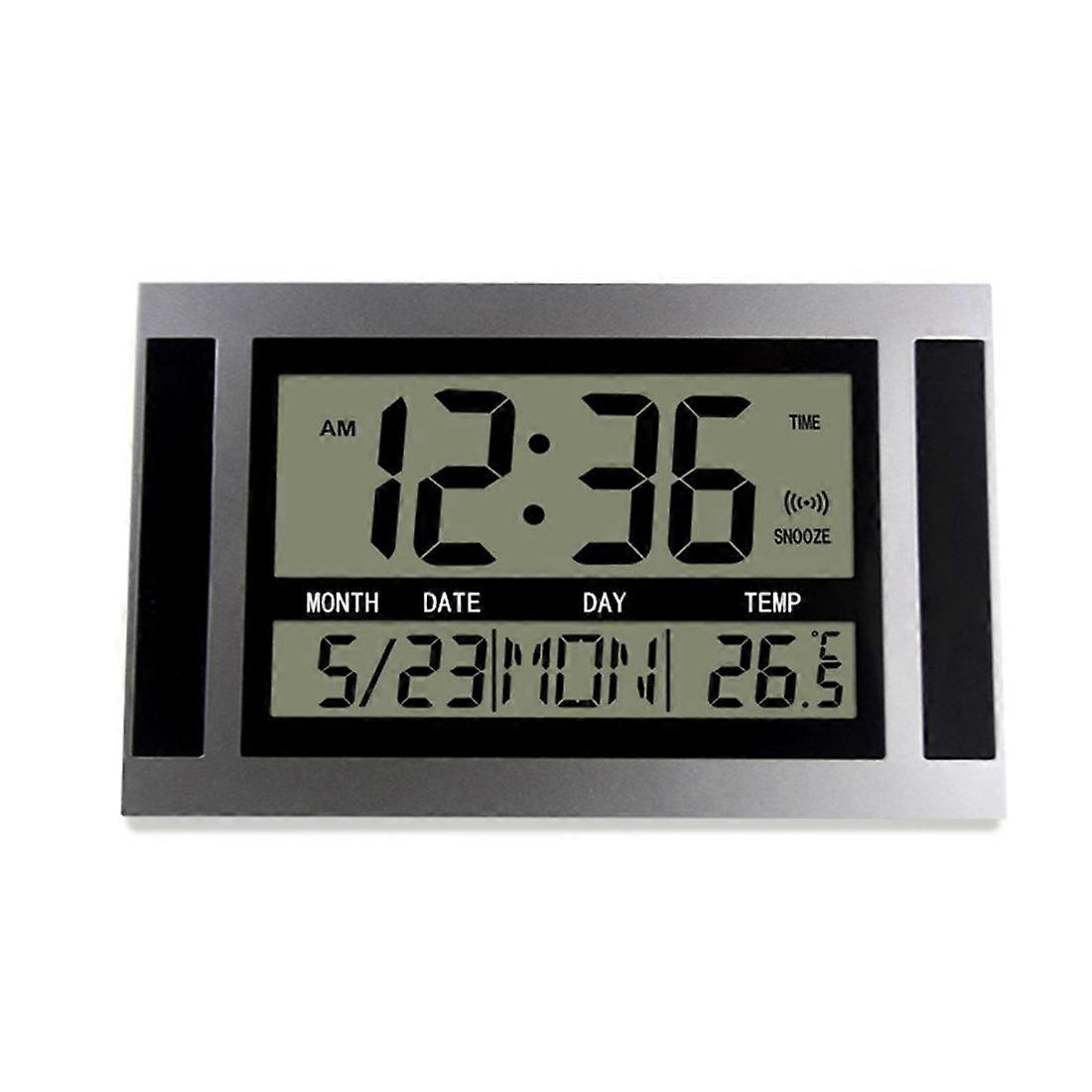 Digital Wall Clock LCD Number Time Temperature Calendar Alarm Table Desk Clock Modern Design Office