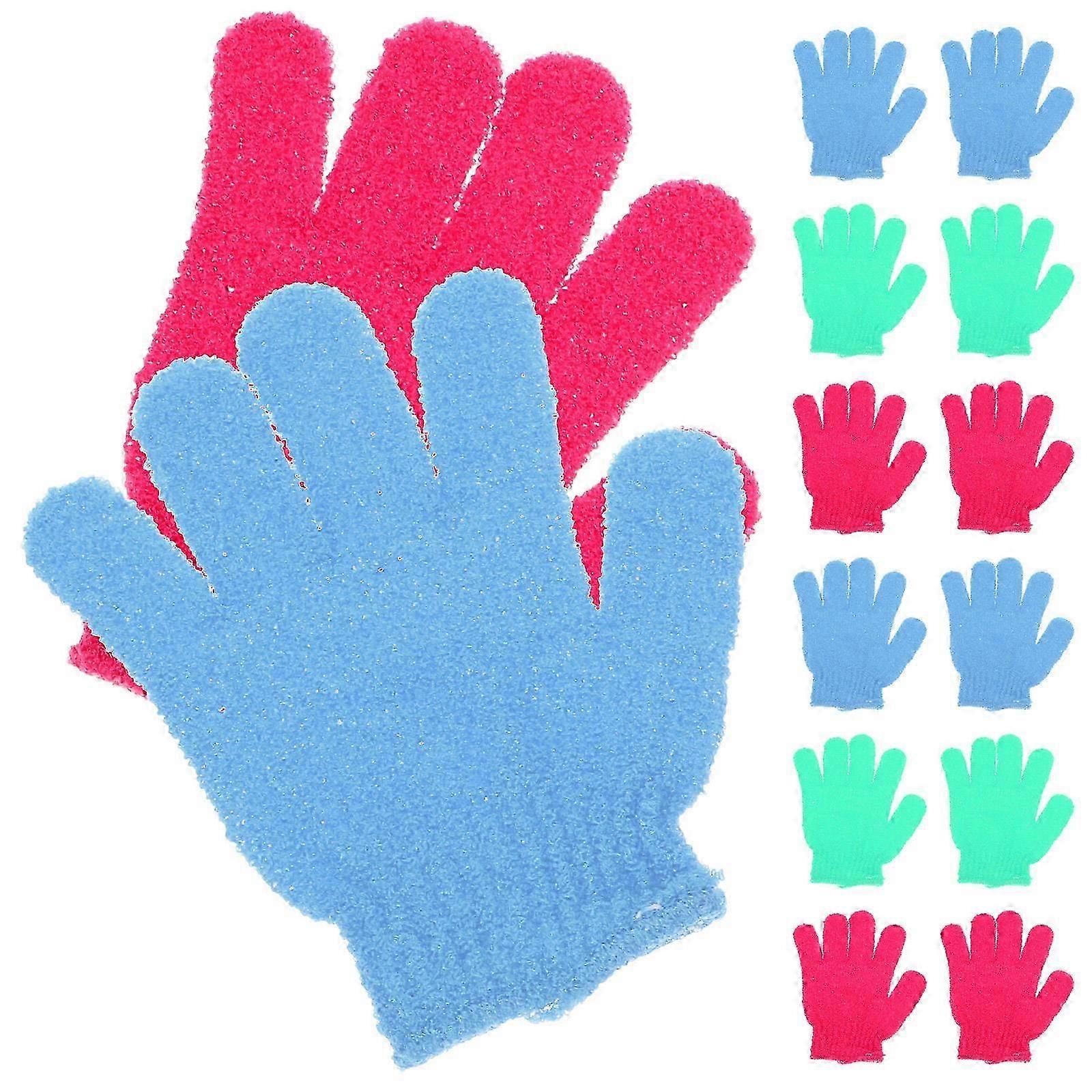 어린이용 각질 제거 장갑 14Pcs 다섯 손가락 목욕 장갑 어린이 샤워용 백 마사지