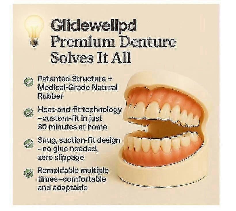 Glidewellpd プレミアム シリコン義歯ソリューション Smileasego フルマウス セット プレミアム品質義歯