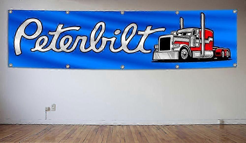 ピータービルトバナーフラッグ2x8フィートトラックサインガレージショップデコレーションバナーFtrse765