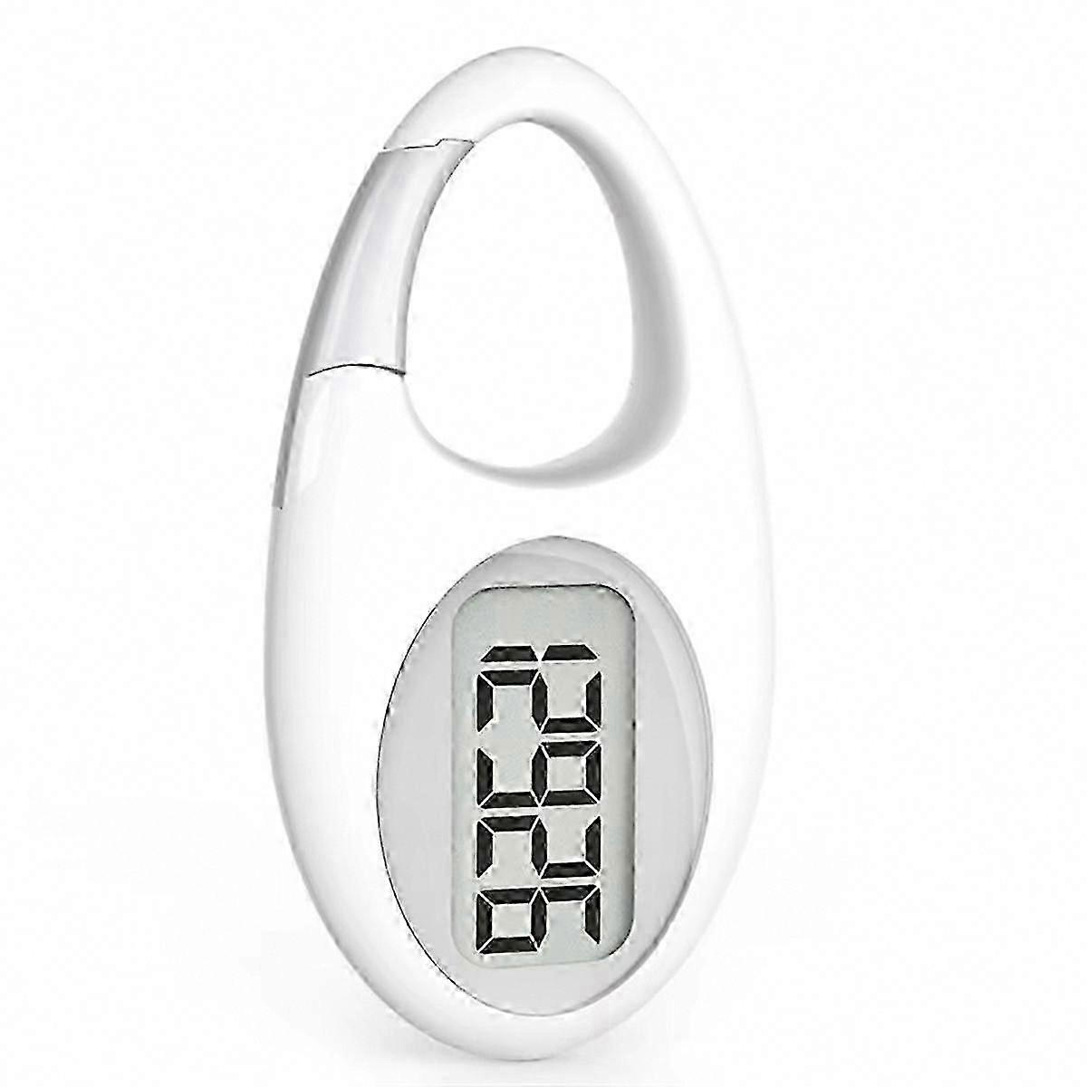 Mini Digital Pedometer 3D Walking Step Counter White & Silver