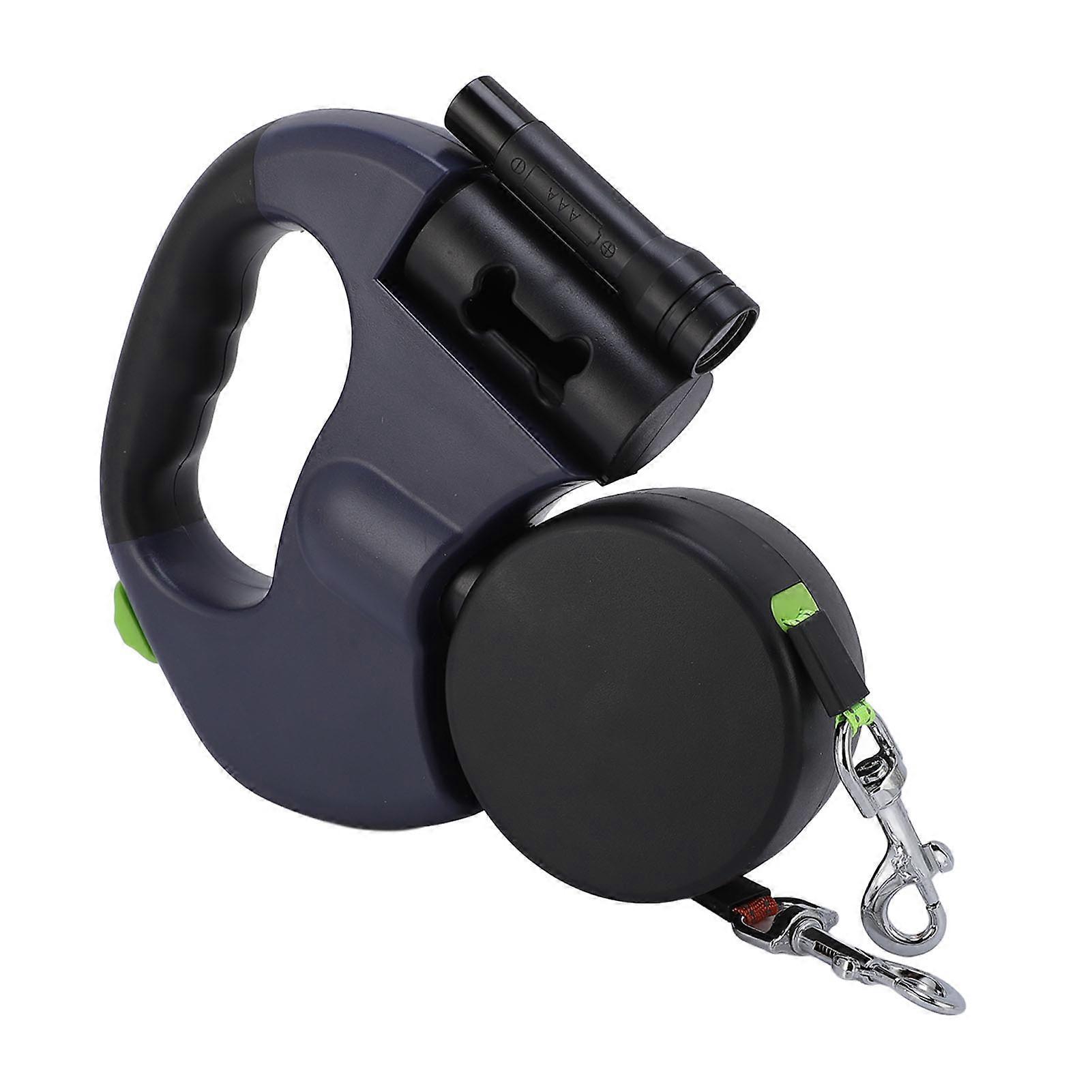 Automatic Double Retractable Dog Leash with LED Light Blue 17.5x20cm