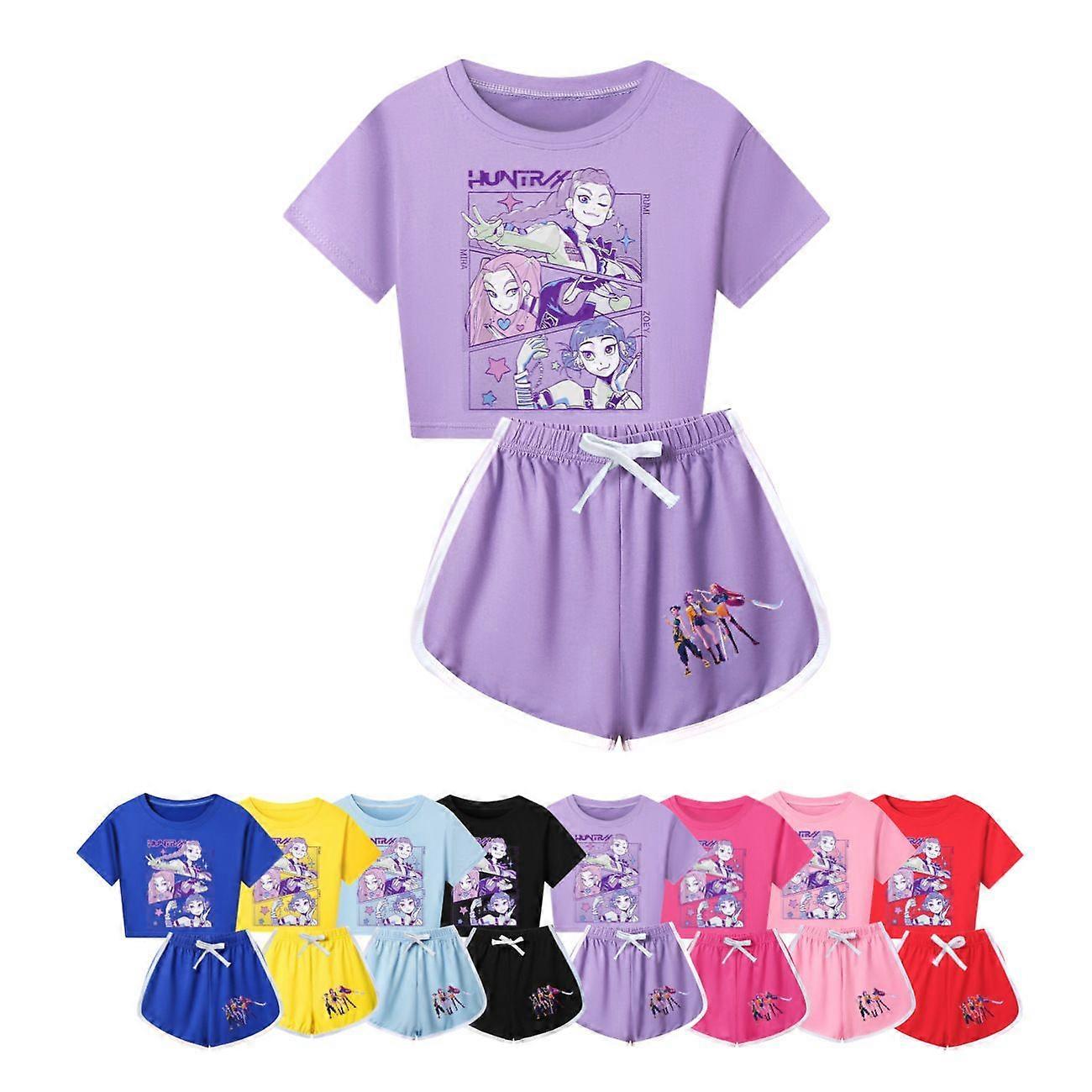 K-Pop Demon Hunters Girls T-shirt Short Sleeve Shorts Set Pajama Kids Tops