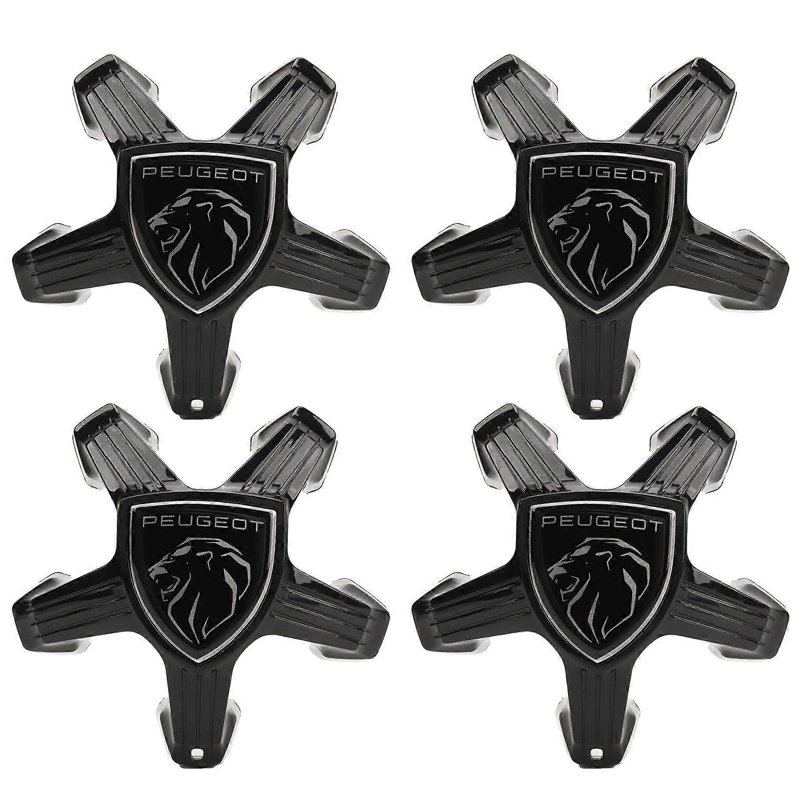 4pcs Wheel Center Caps 98366785XK Decorative Wheel Hub Caps Center Cover Replacement for Peugeot 308 2021 to 2023 Black