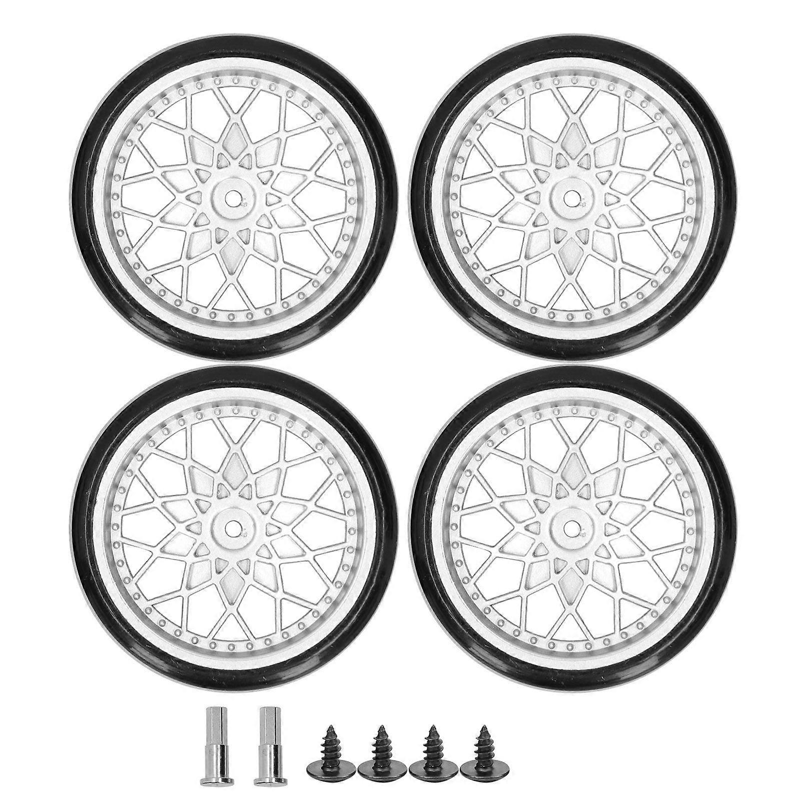 4Pcs Remote Control Car Metal Axle Tire Set Accessory for WPL D12 Micro Truck Model Carsilver