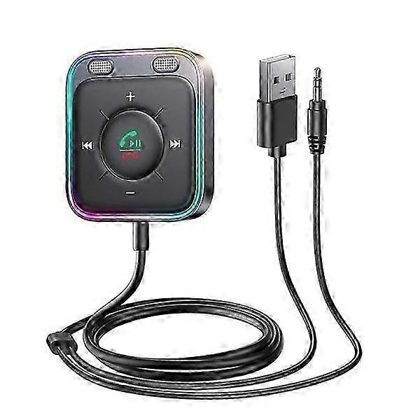 Bluetooth 5.3 Car Adapter Enhanced Dual Mics ENC Noise Cancellation 3.5mm AUX Adapter
