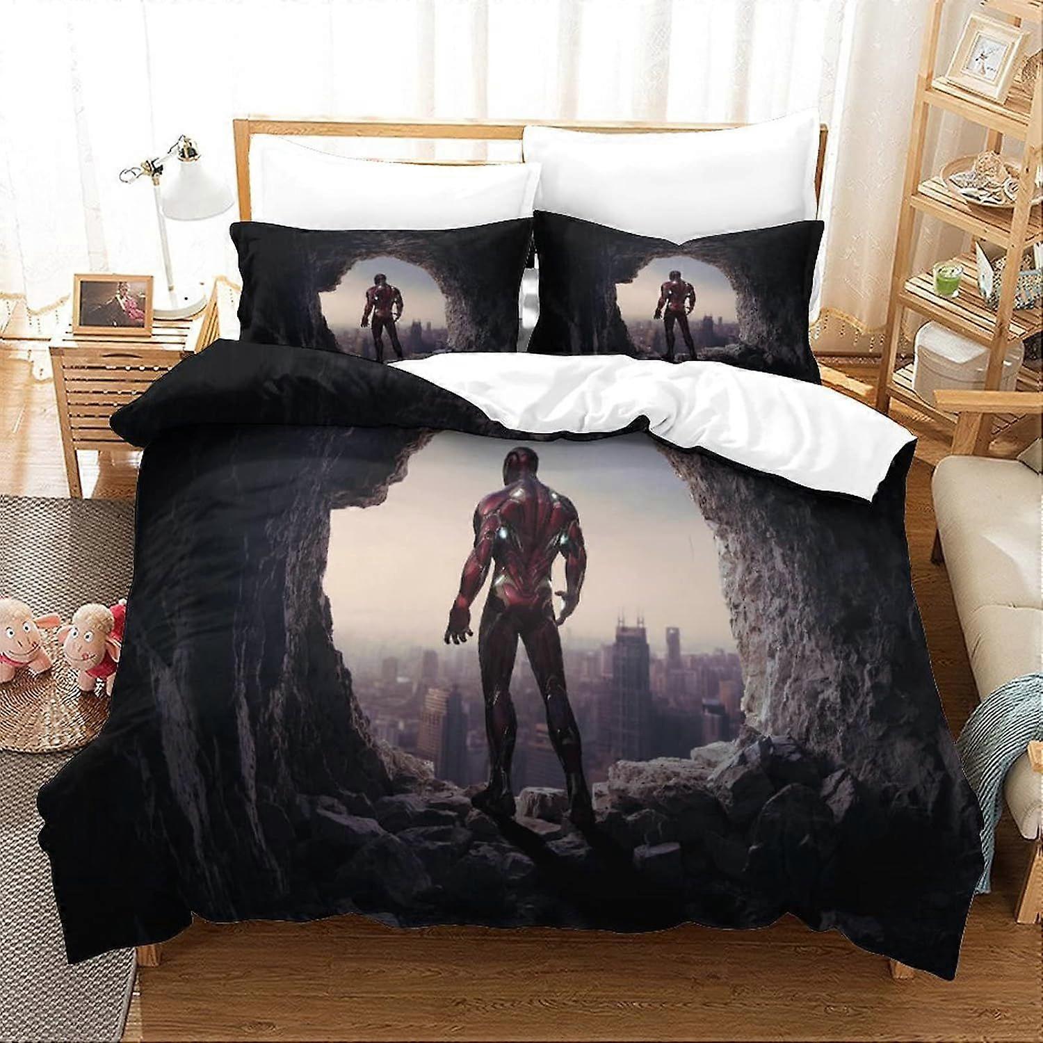 Bedding Sets Single Size Bedding Iron Man Printed Duvet Cover Soft Hypoallergenic Microfiber Quilt Cover with Pillowcase with Zipeer Closure for in Ki