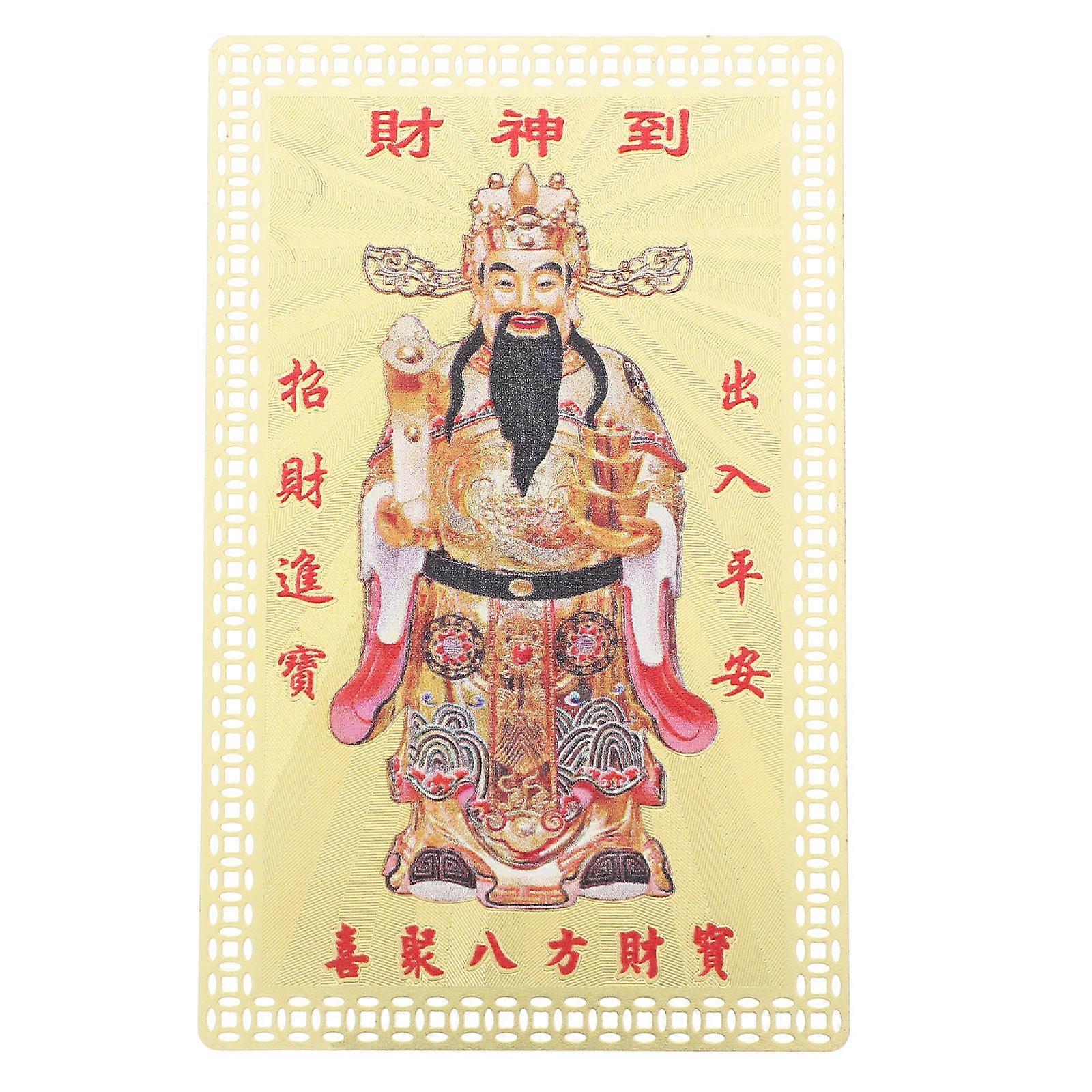 God of Wealth Amulet Luck Card for Prosperity and Good Fortune in Golden Copper