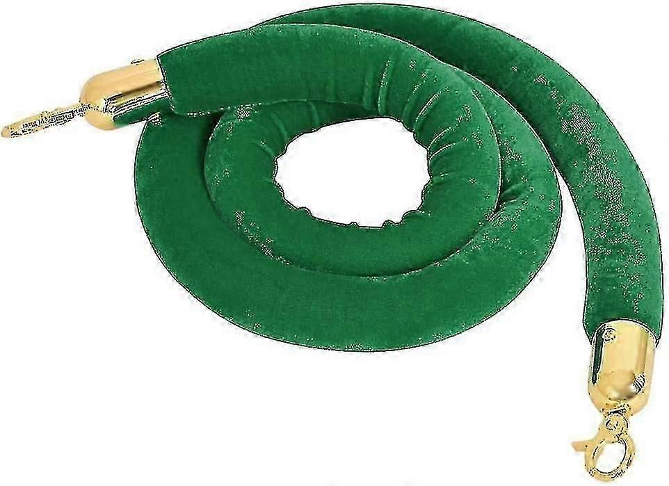 Premium Barrier Rope Green - 59.0 Inch Length, 1.5m Long Velvet Rope With Gold Hook, Ideal For Crowd Control, Queue Management, And Vip Events