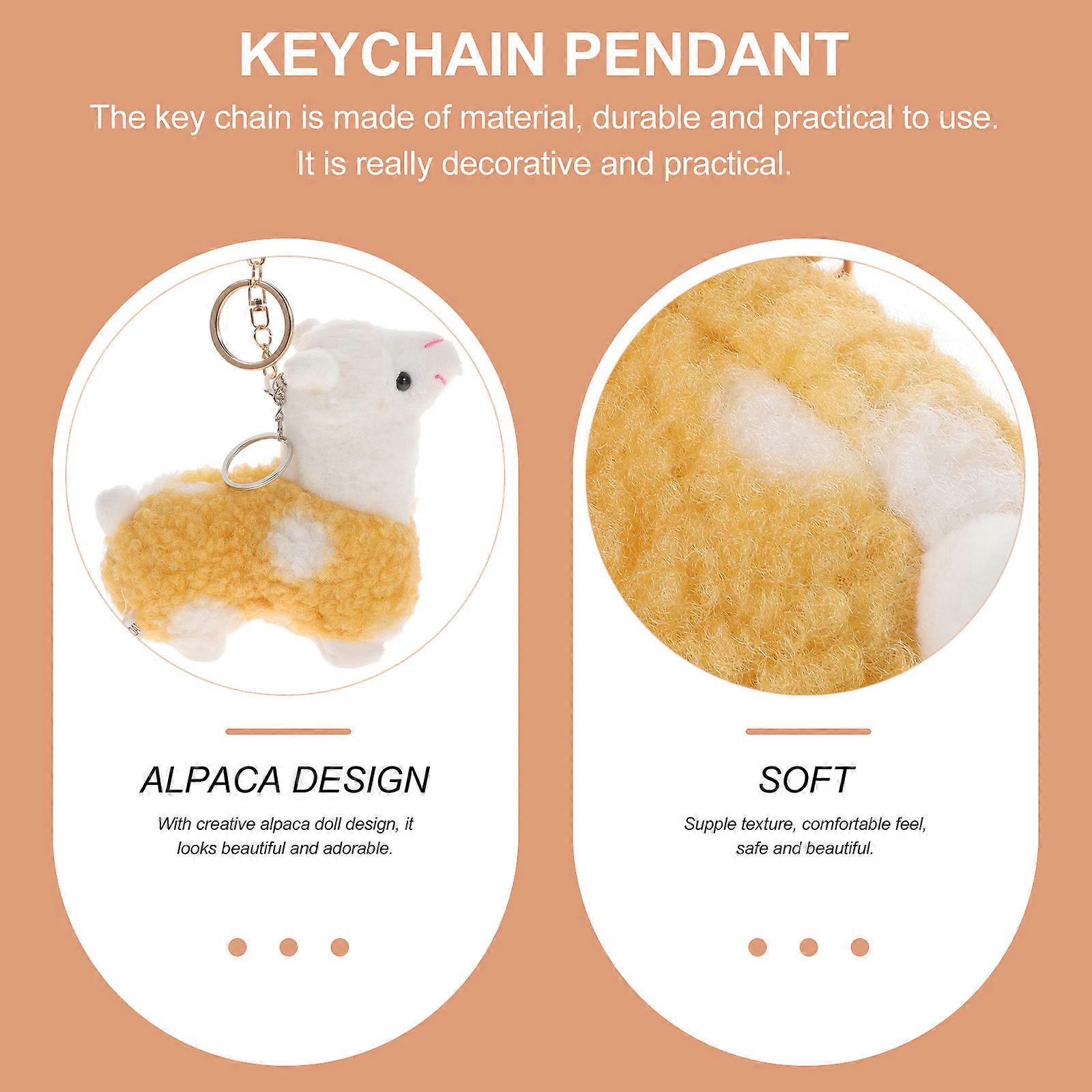Plush Alpaca Key Chain Pendant for Decor 4Pcs Yellow Bag Pendant