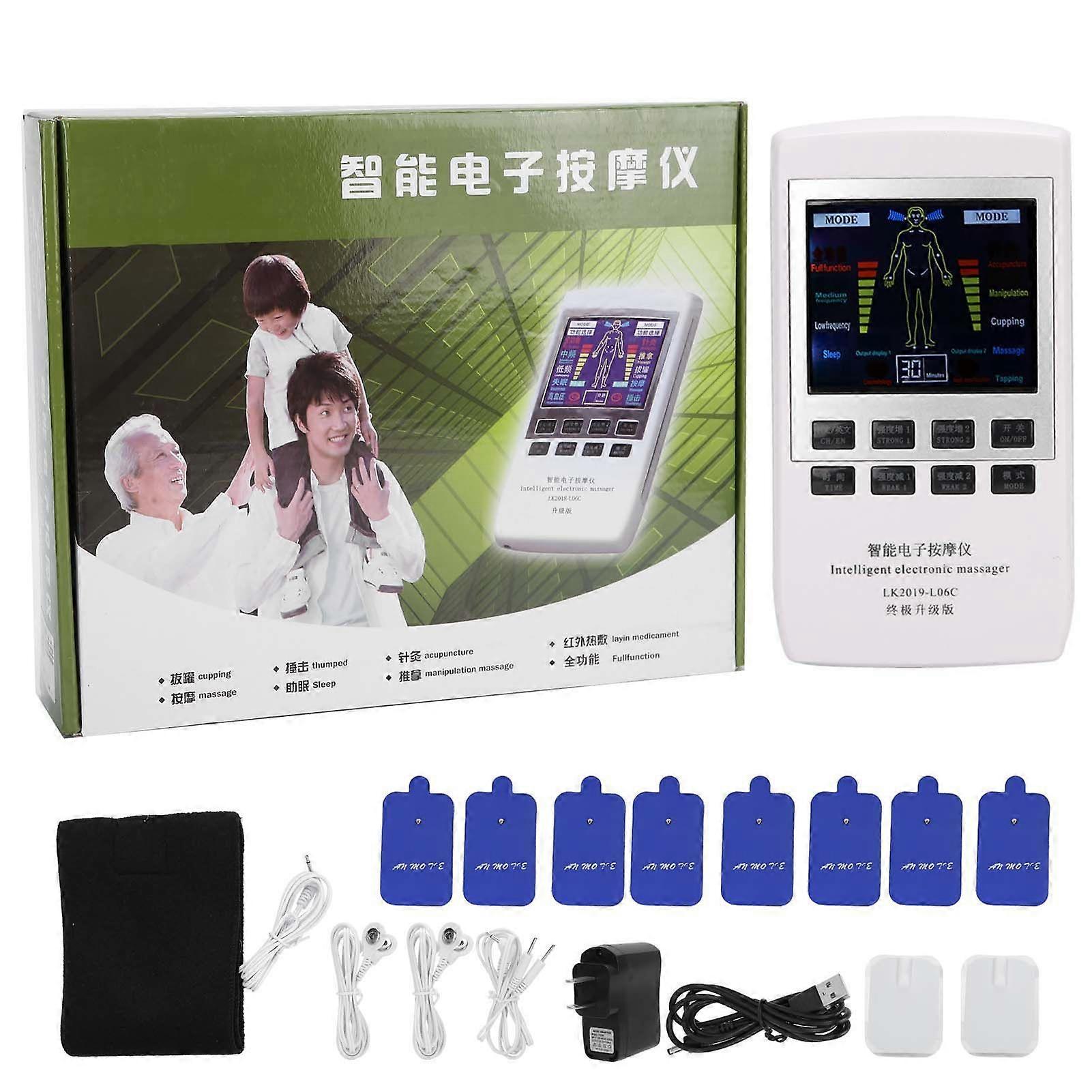 Intelligent Electronic Pulse Massager Heating Therapy Muscle Stimulator US Plug 100?240V